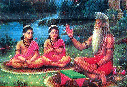 Valmiki teaching Lav and Kush